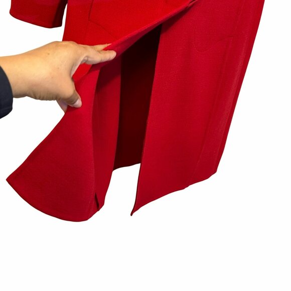 ✨Akris Size XS Women's Red Coat Wool Blend Long Sleeve Knee-Length✨ - Picture 7 of 9